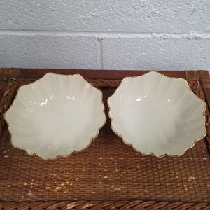Lenox Symphony Sculptured Bowl Set of 2 Ivory 6" Gold Trim 24K